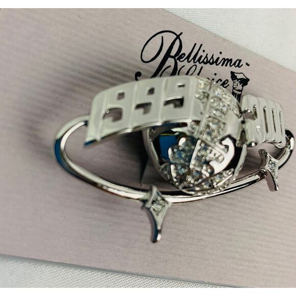 Vintage 1999 Bellissima Choice Silvertone Pin Brooch "1999-2000" 2.5"l x 1.5"h - Picture 4 of 9